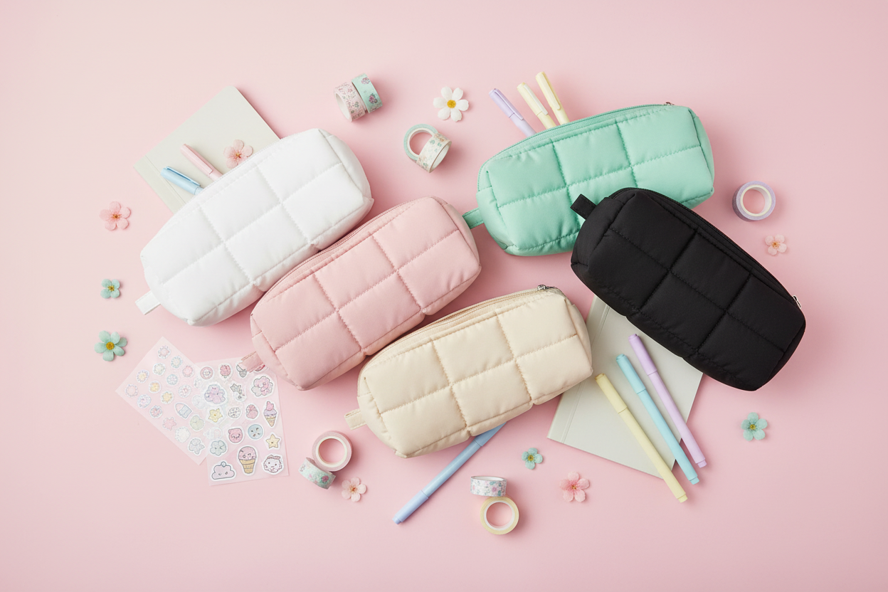 Quilted Pencil Case Flatlay Hero Banner